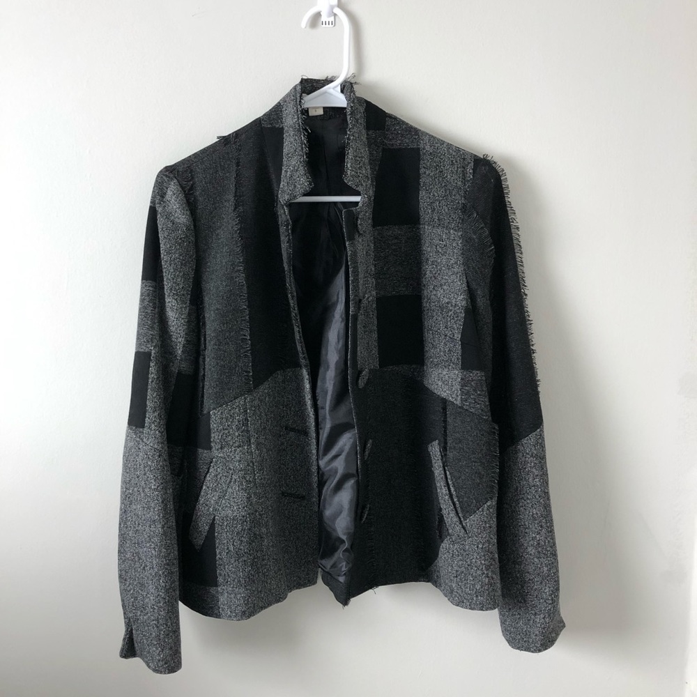 Coldwater Creek Vintage Black Color-block All Seasons Bohemian Fringe Jacket 6